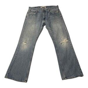 Levis 527 Jeans Mens 33x30 Blue Boot Cut Distressed Denim Classic Retro Style